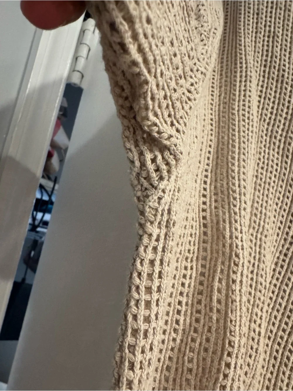 Coastal Grandma lightweight V-Neck Knit Sweater in Beige 100% cotton size large - Picture 5 of 6